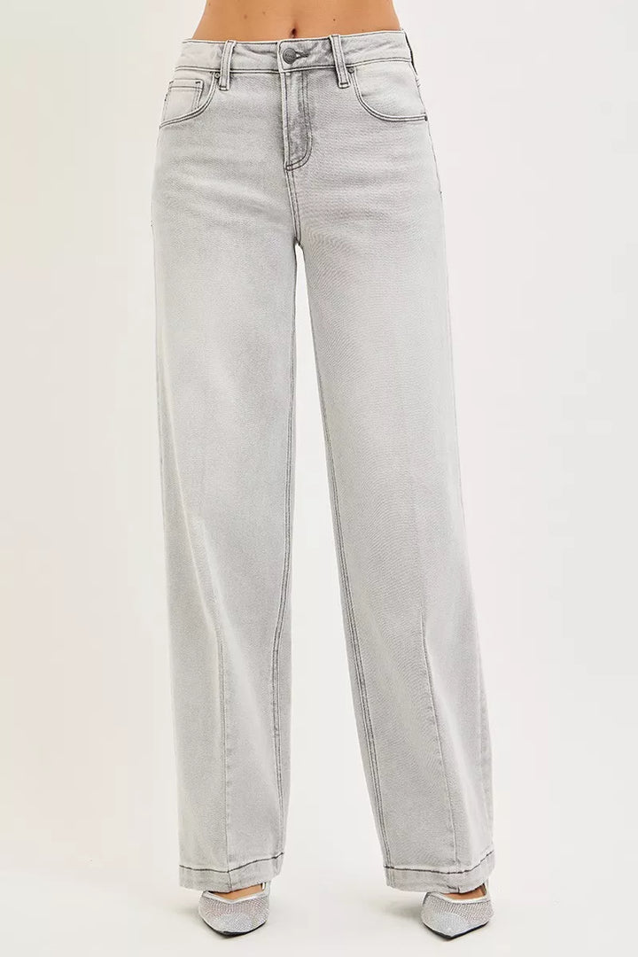 RISEN Slouchy Baggy Jeans with Contrast Stitching - cas7m