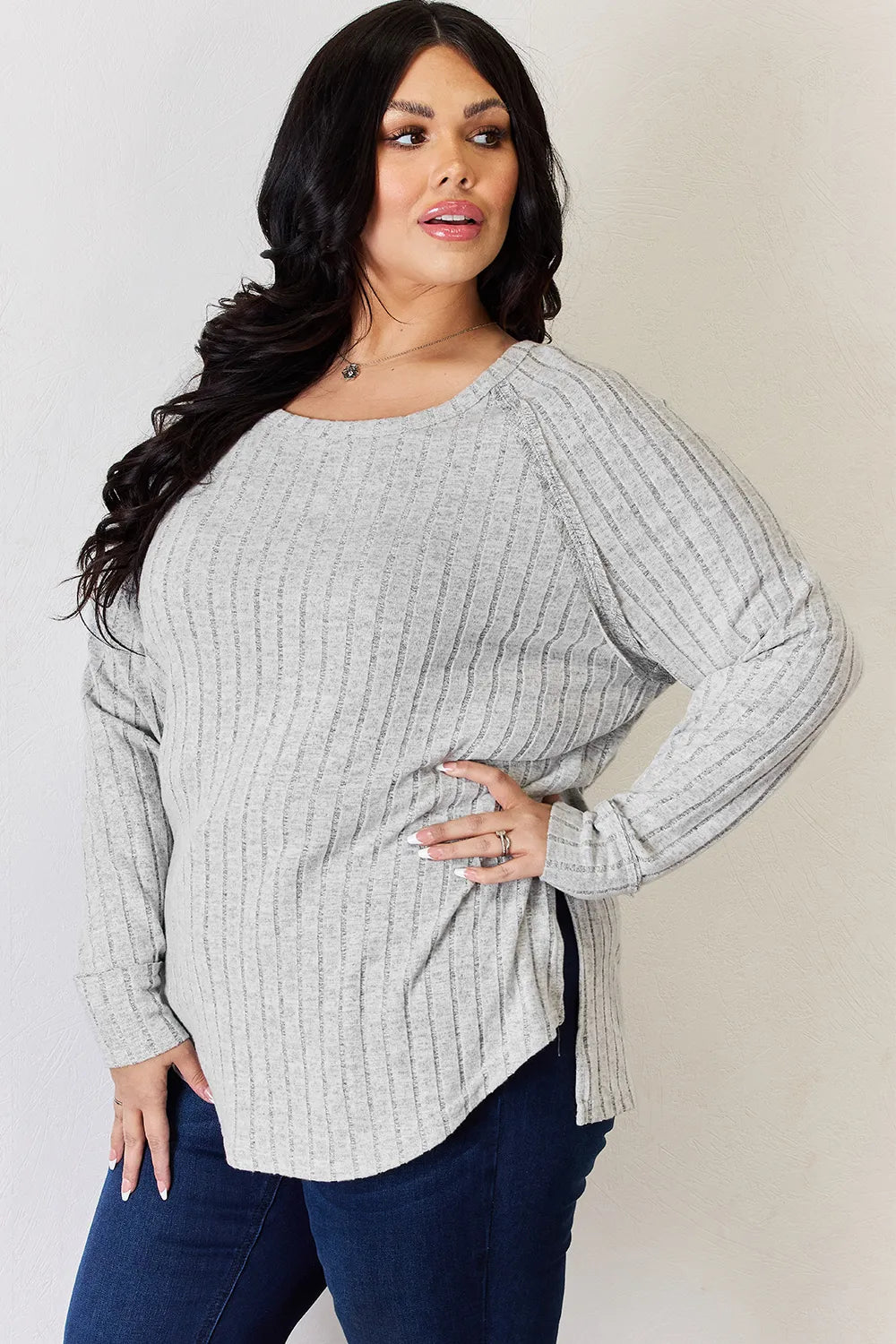 Ribbed Basic Stretch Top – Versatile & Comfy Poly Blend - cas7m
