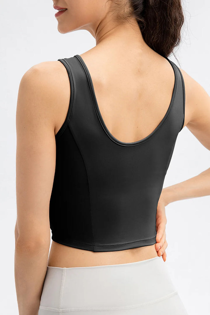 Round Neck Wide Strap Active Tank - cas7m