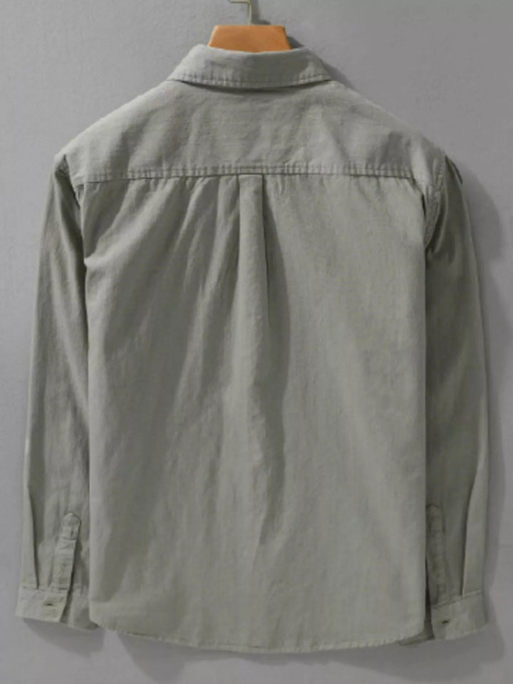 Men's Plus Size Button Up Long Sleeve Shirt - cas7m