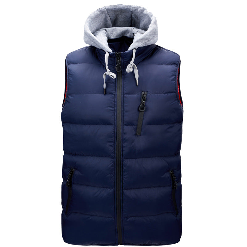 Amazon New Men's Hooded Vest Autumn Cotton Vest - cas7m