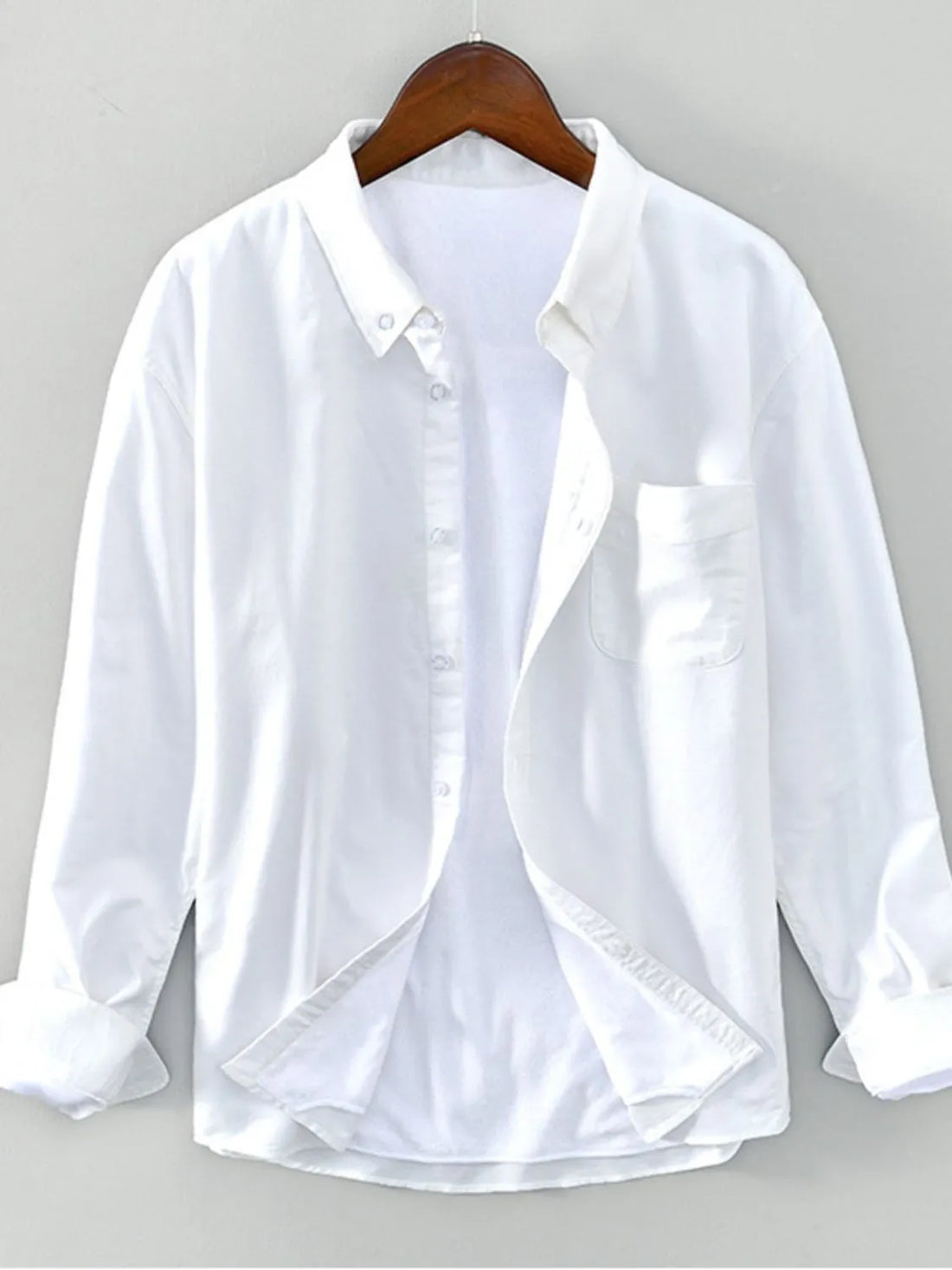 Men's Plus Size Button Up Long Sleeve Shirt - cas7m