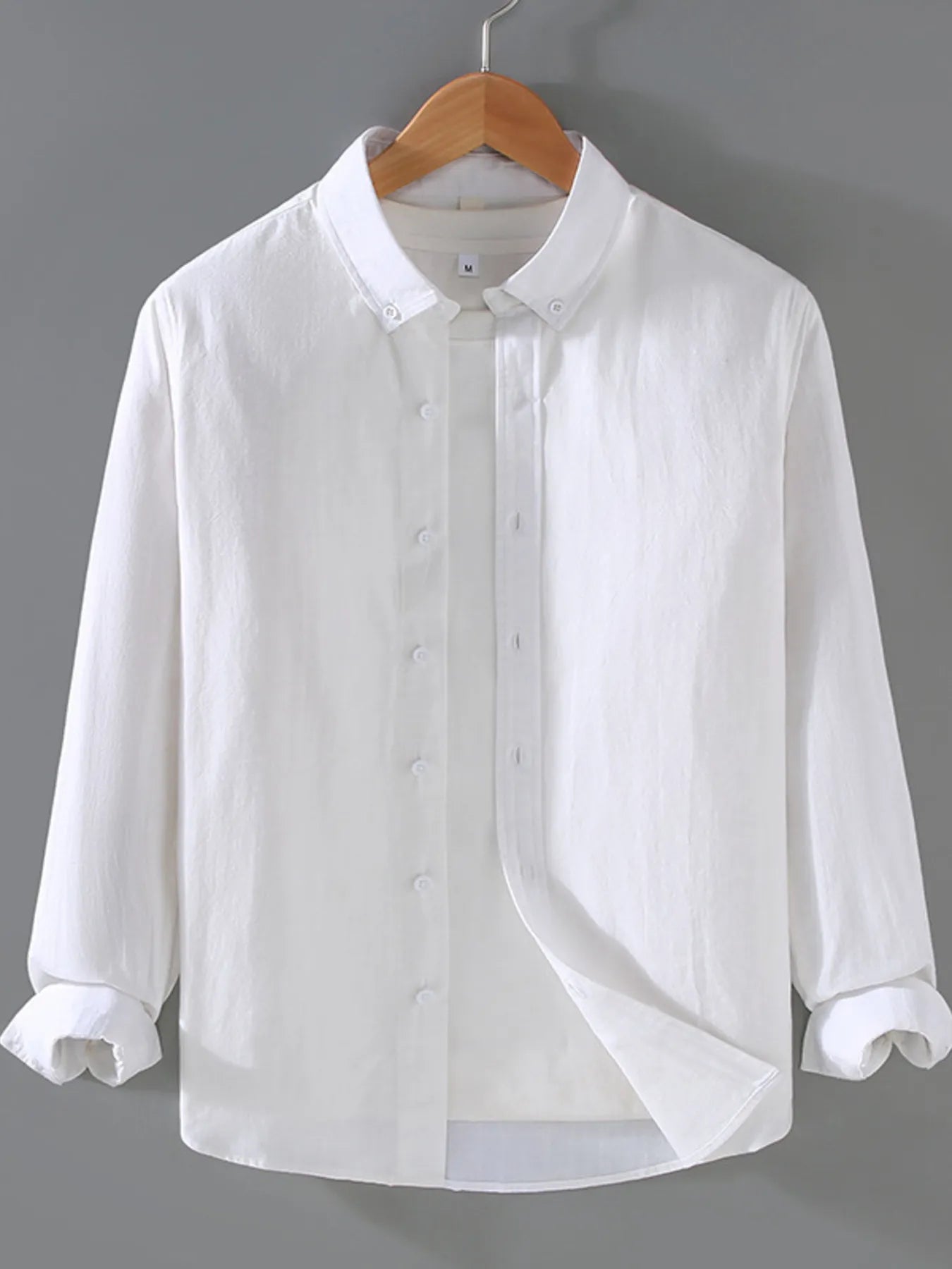 Men's Plus Size Button Up Long Sleeve Shirt - cas7m