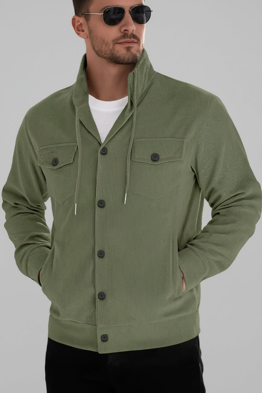Men's Full Size Casual Corduroy Button-Down Jacket Plus Size - cas7m