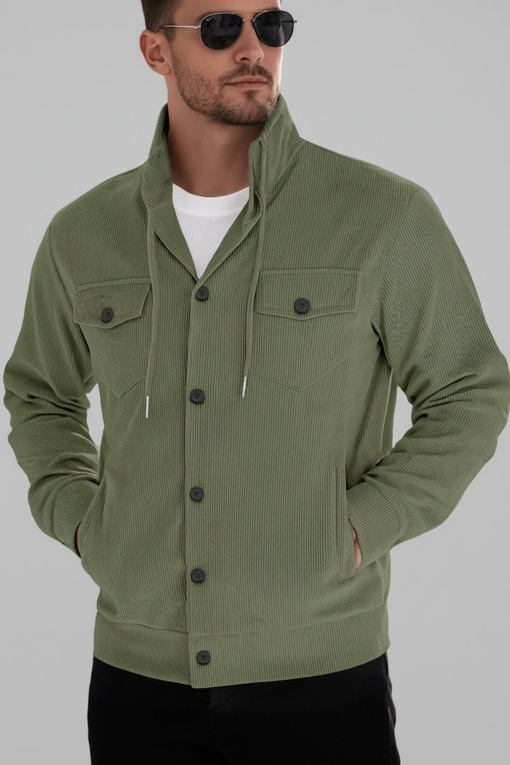 Men's Full Size Casual Corduroy Button-Down Jacket Plus Size - cas7m