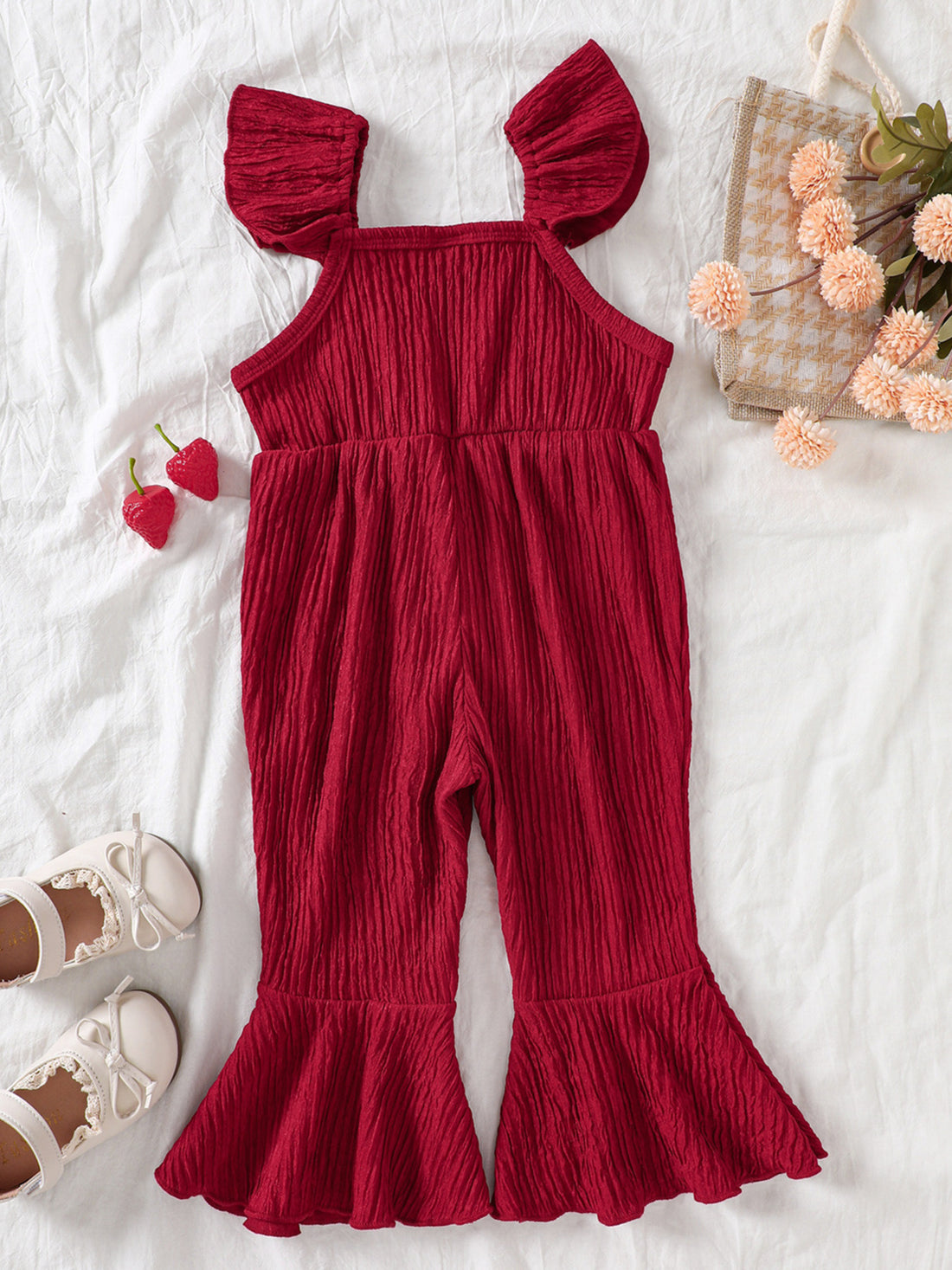 Children's Crochet Ruffle Trim Jumpsuit - cas7m