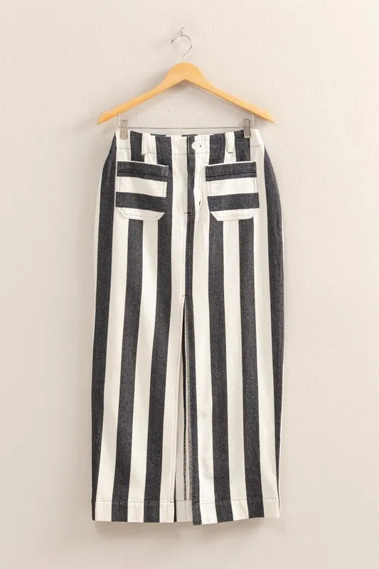 HYFVE Striped Pocket Detail Maxi Skirt - cas7m