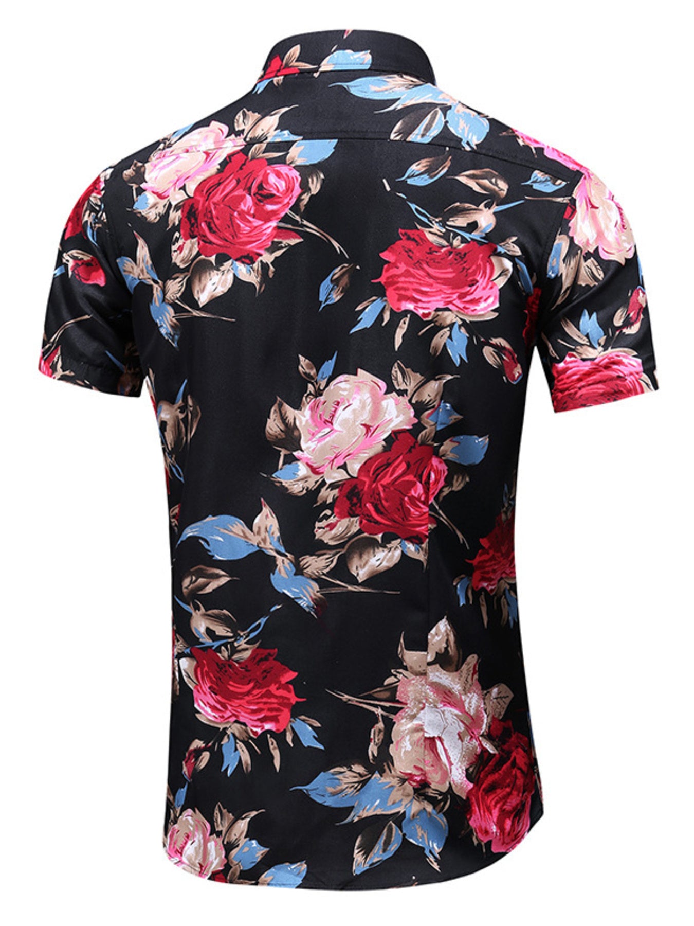 Men's Plus Size Floral Print Short Sleeve Casual Shirt - cas7m