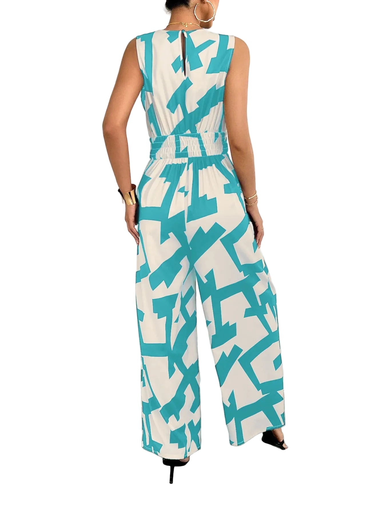 Printed Wide Leg Jumpsuit - cas7m