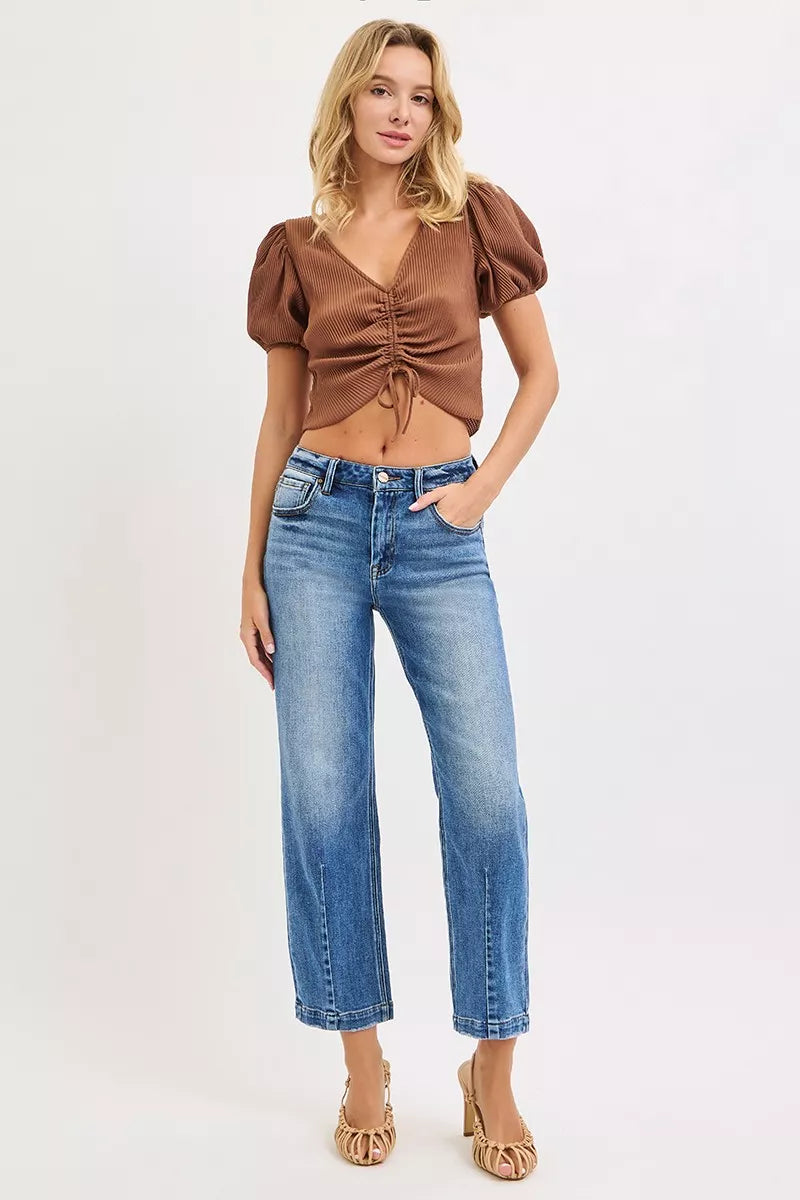 RISEN High Rise Crop Boyfriend Tapered Jeans - cas7m