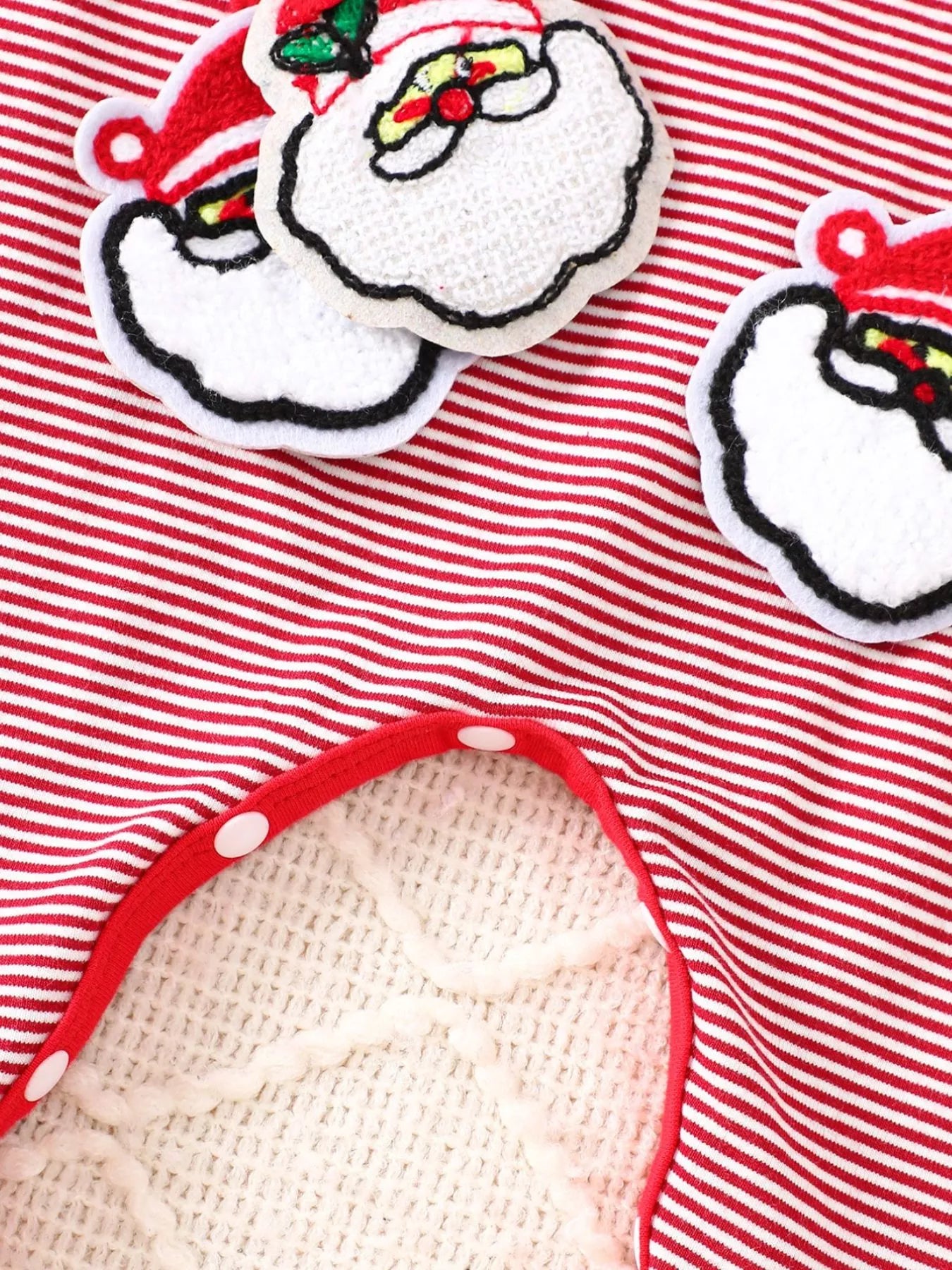 Children's Christmas-Themed Striped Snapped Legs Jumpsuit - cas7m