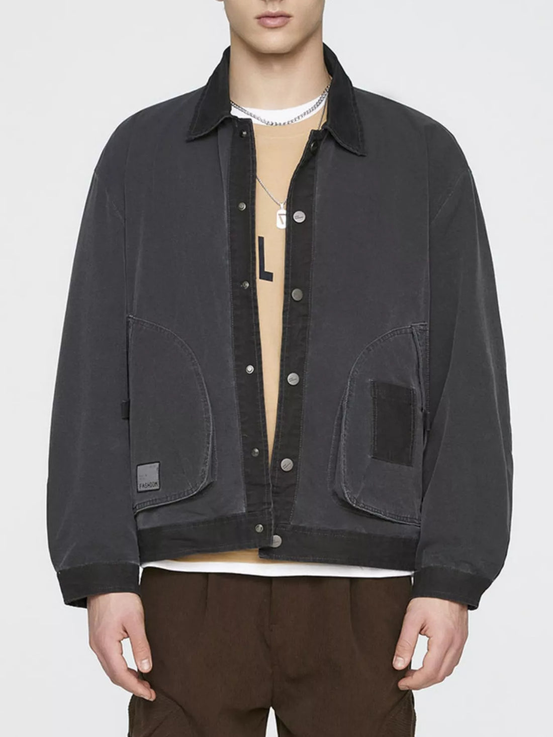 Men's Plus Size Snap Down Long Sleeve Jacket - cas7m