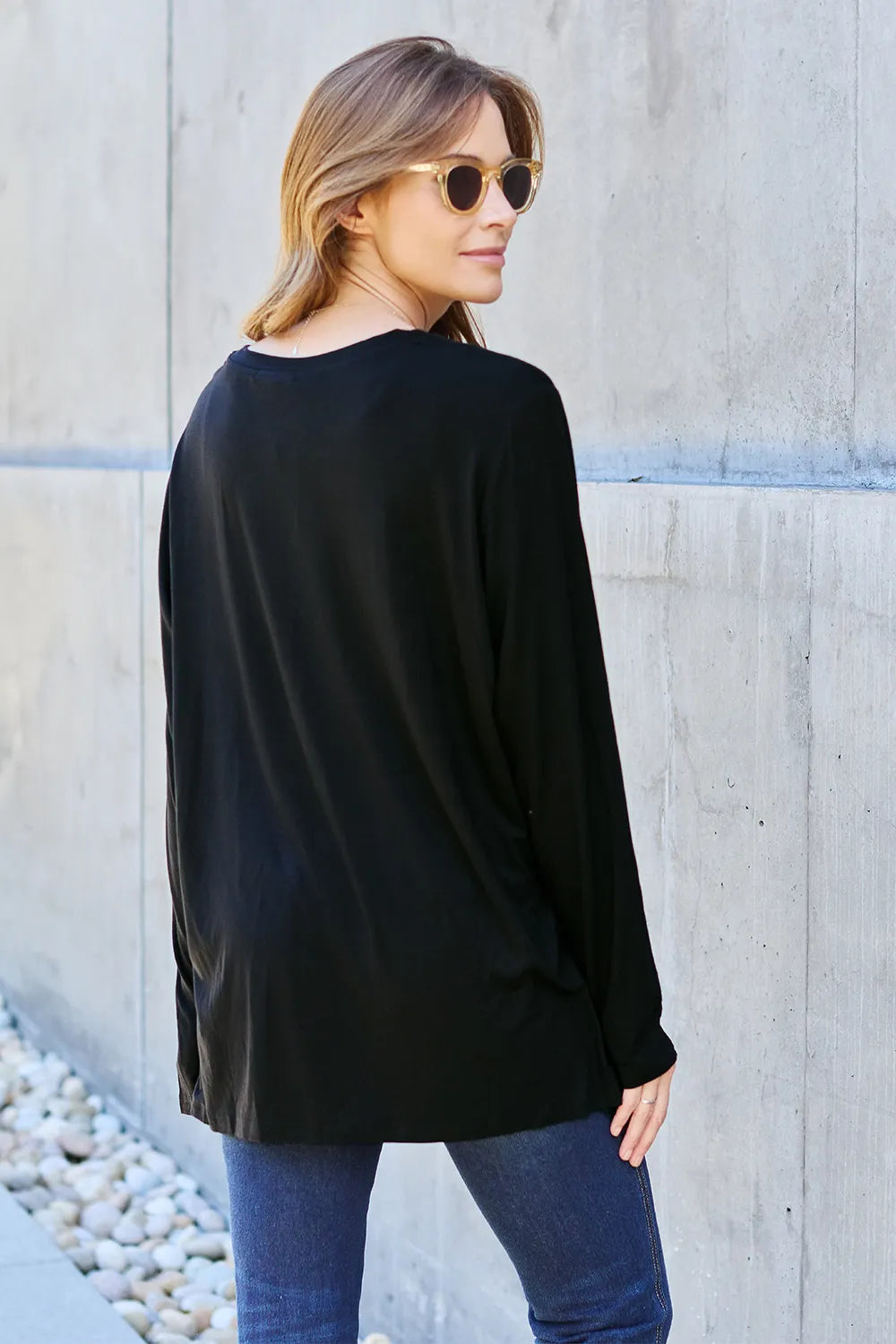 Basic Bae Full Size V-Neck Long Sleeve Top - cas7m