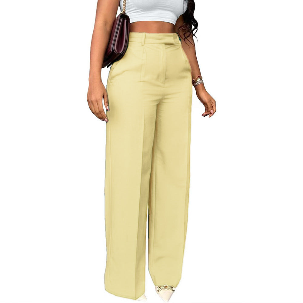 Women's High Waist Straight-leg Wide-leg Pants - cas7m