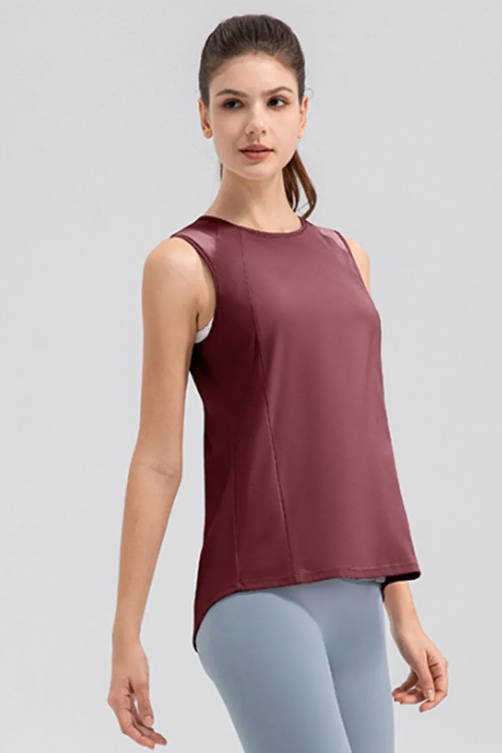 Round Neck Wide strap Active Tank - cas7m