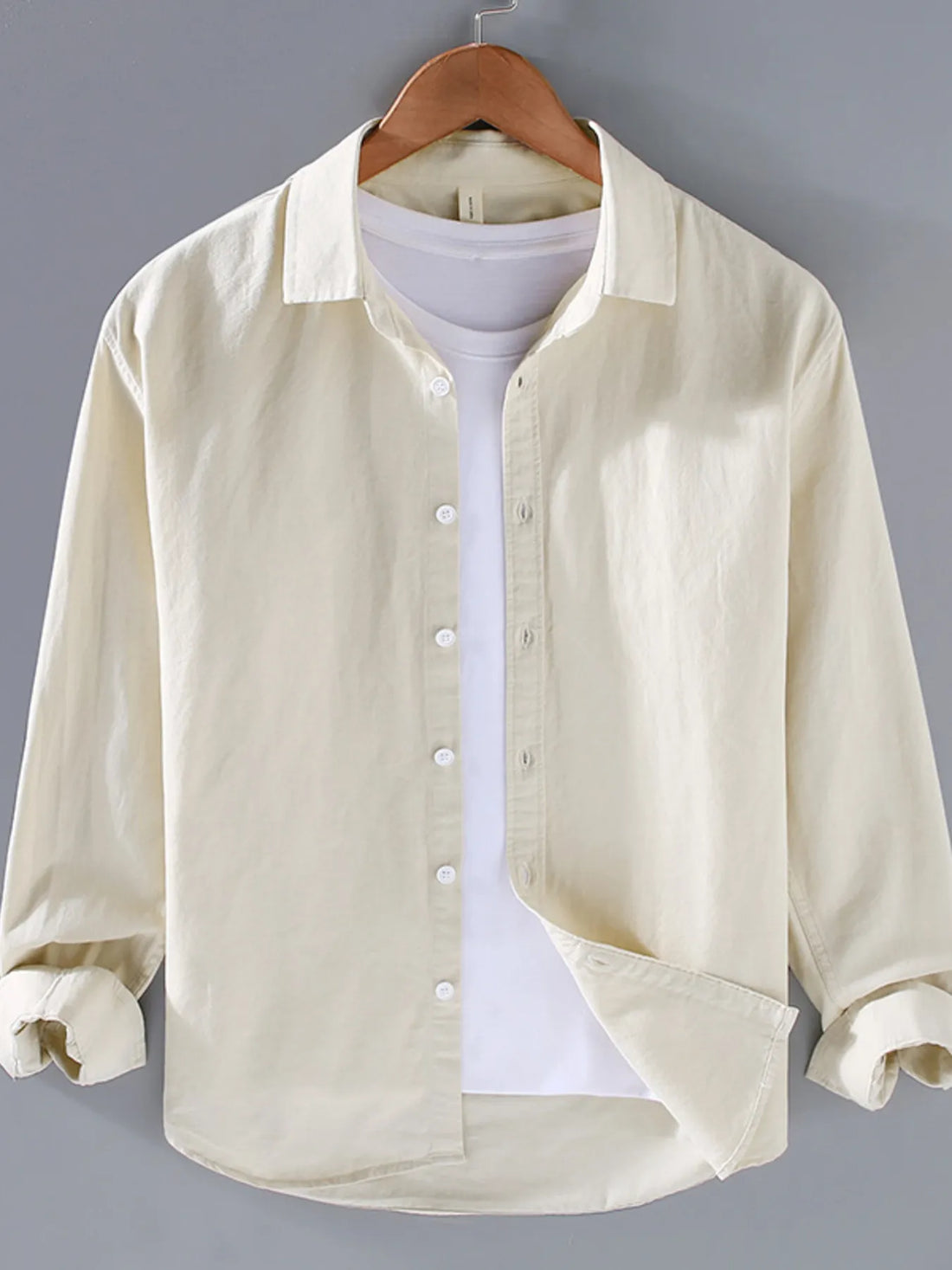Men's Plus Size Button Up Long Sleeve Shirt - cas7m
