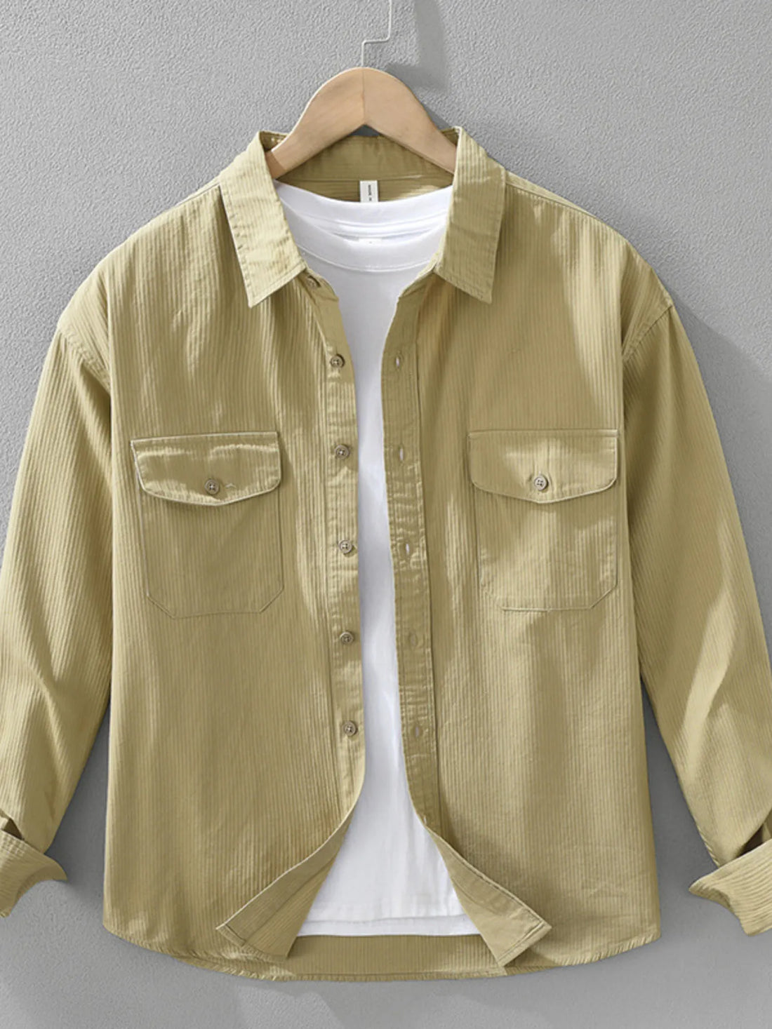 Men's Plus Size Button Up Long Sleeve Shirt - cas7m