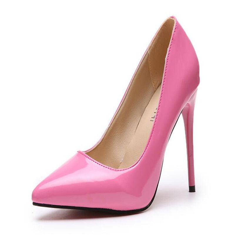 Trendy Pointed Toe High Heels with Glossy Finish