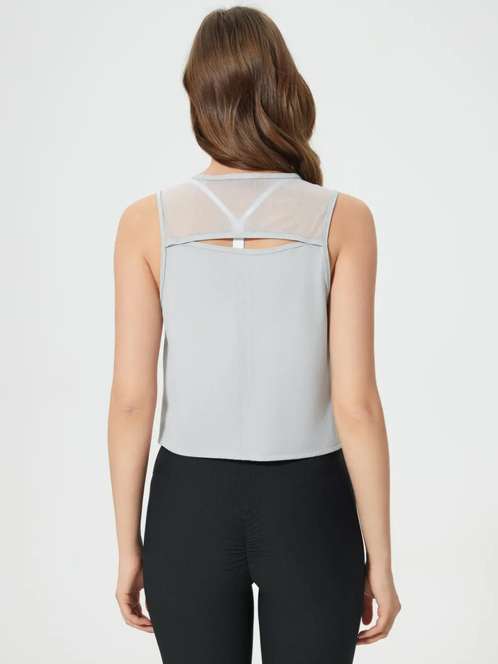 Millennia Round Neck Cropped Active Tank - cas7m