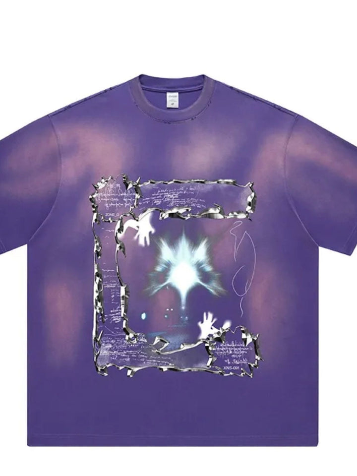 Men's Graphic Round Neck Vintage Wash T-Shirt - cas7m