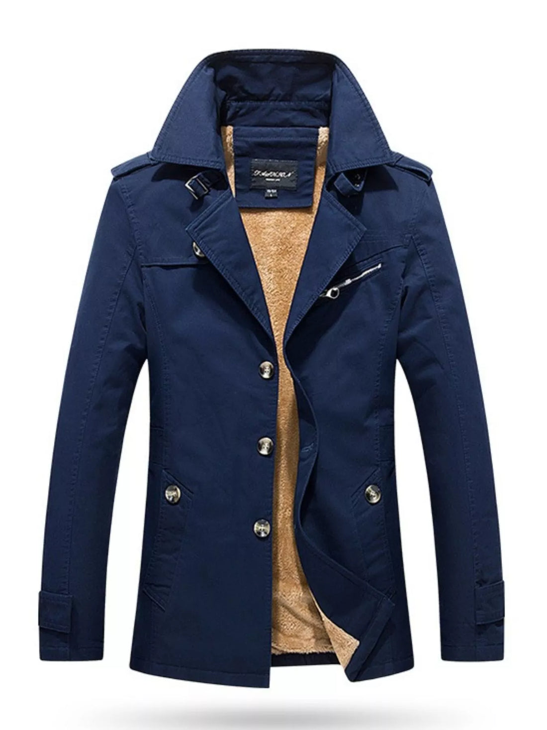 Men's Plus Size Button Up Long Sleeve Coat - cas7m