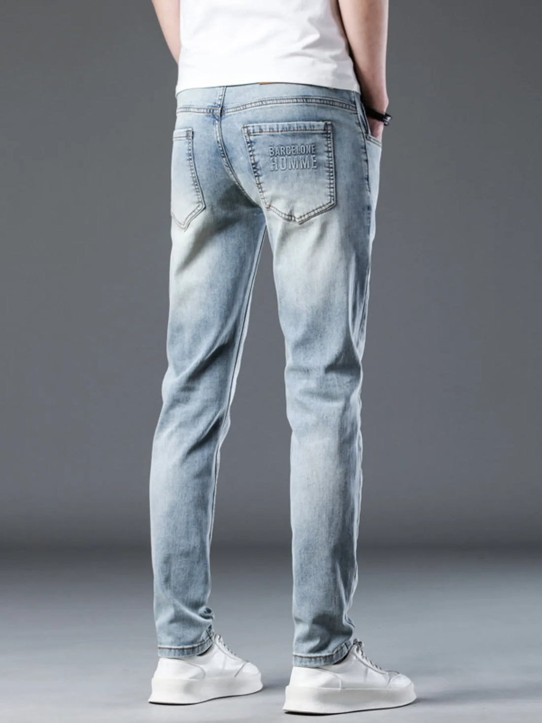 Men's Washed Stretch Slim-Fit Jeans - Cotton Blend - cas7m