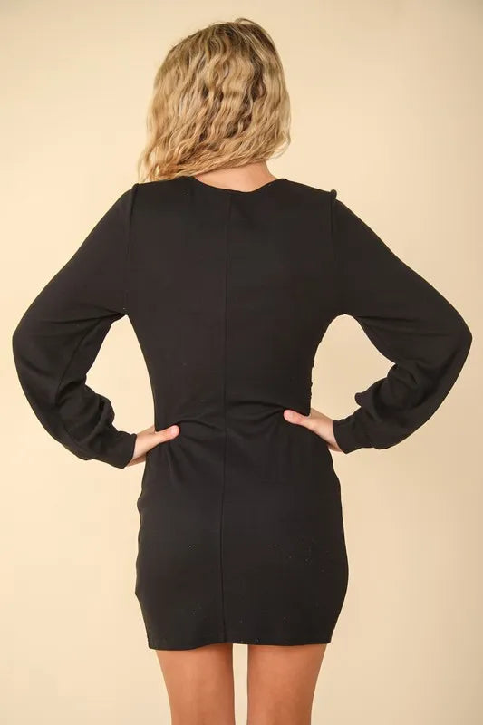 VERY J Ruched Detail Bodycon Mini Dress - cas7m