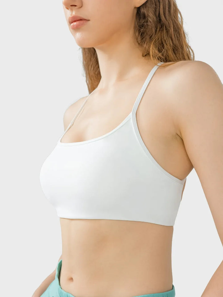 Millennia Crisscross Back Scoop Neck Active Cami with Detachable Chest Pads - cas7m