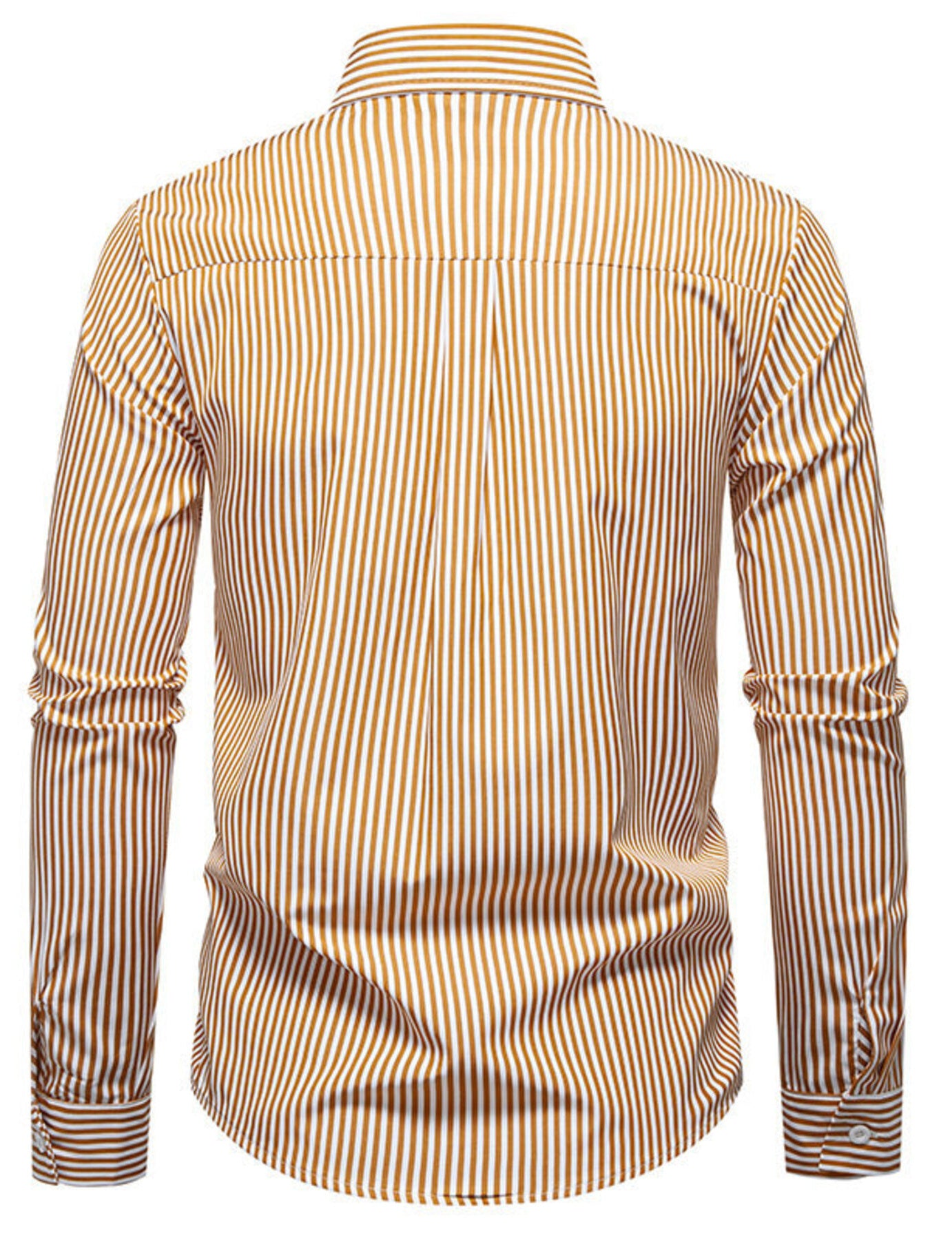 Men's Striped Woven Pattern Long Sleeve Shirt - cas7m