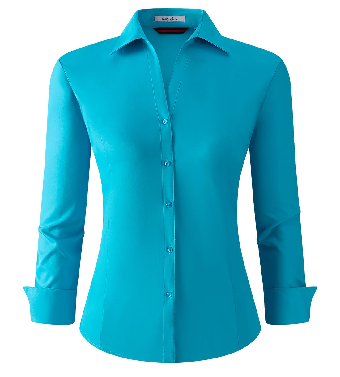 Damipow Womens Dress Shirts Wrinkle Free Button Down Shirt Long Sleeve Blouses for Work ProfessionalTurquoise2XL