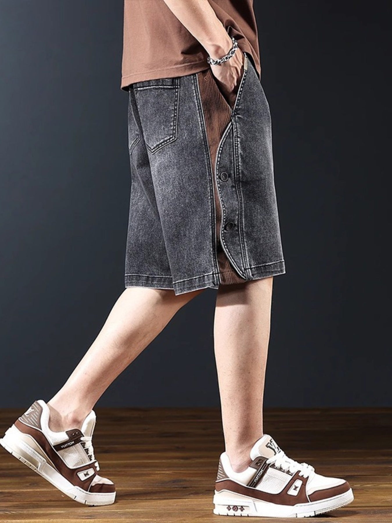 Men's Plus Size Wide Leg Denim Shorts - cas7m