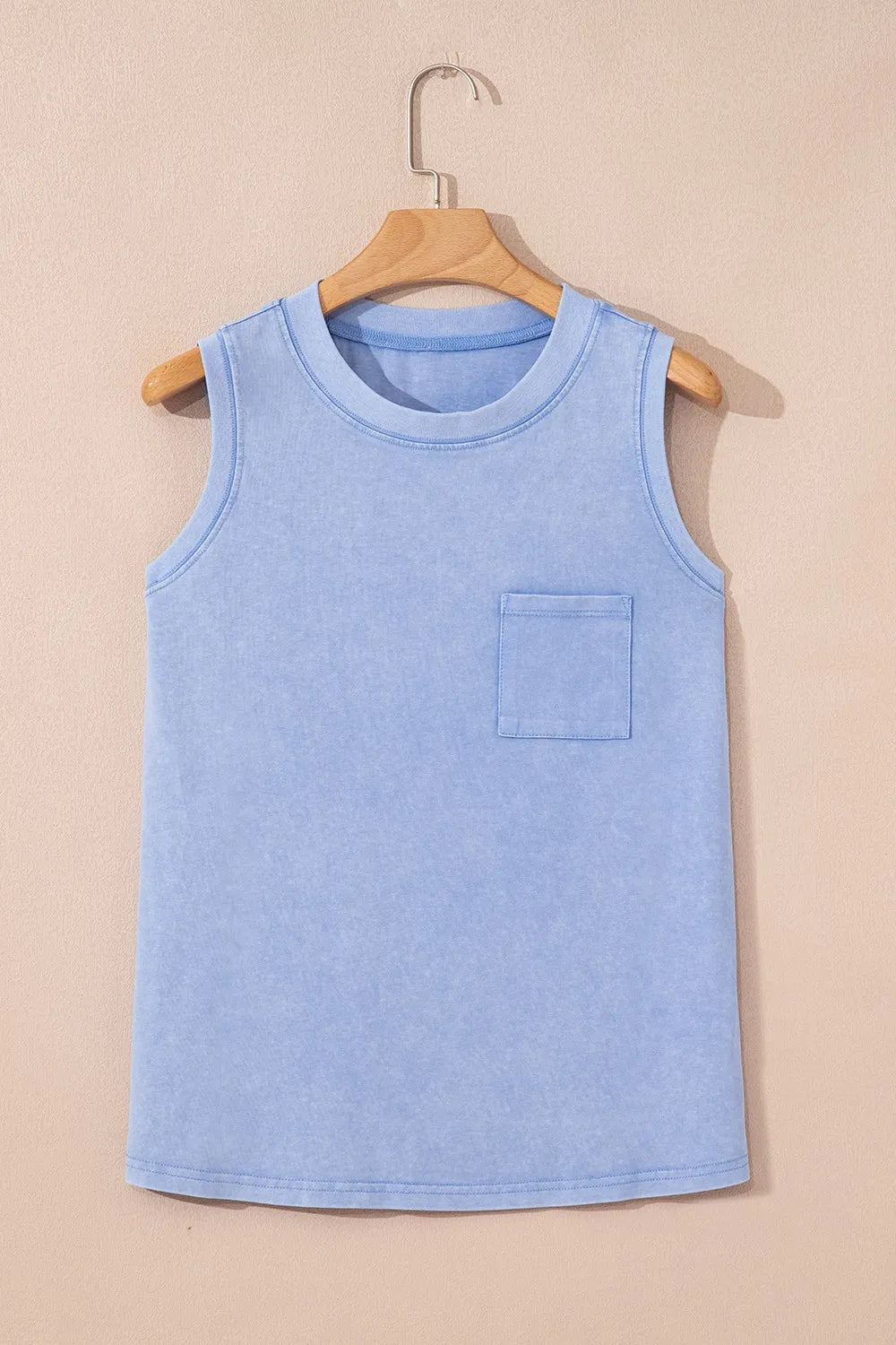 Round Neck Tank with Chest Pocket - cas7m