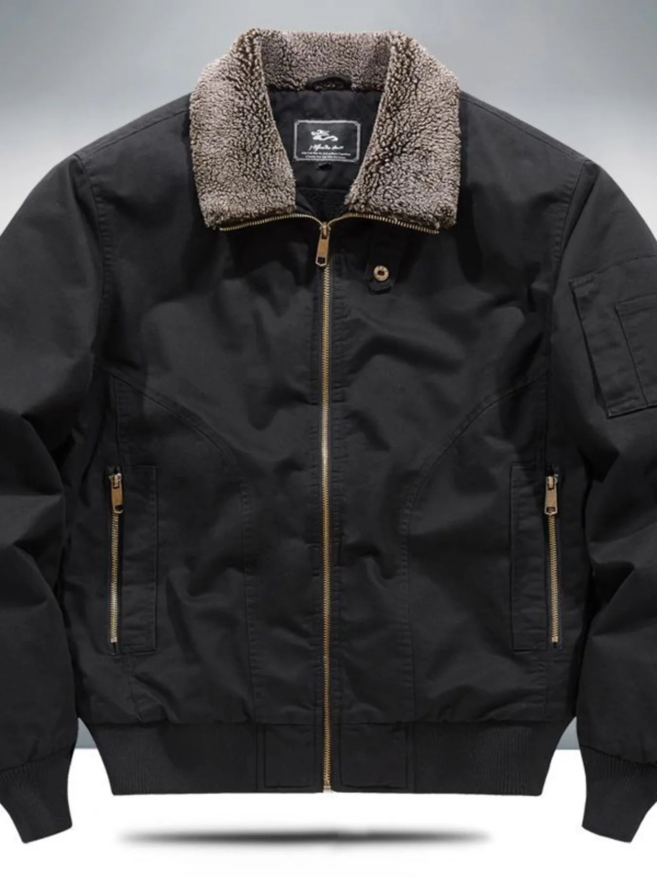Men's Plus Size Sherpa Lined Zip Up Jacket - cas7m