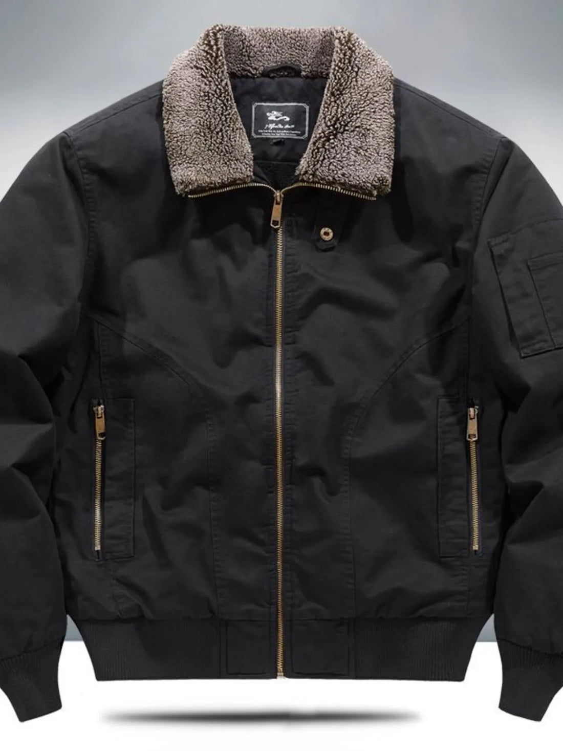 Men's Plus Size Sherpa Lined Zip Up Jacket - cas7m