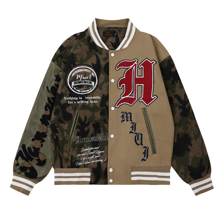 Niche Patchwork Camouflage Baseball Uniform Men's - cas7m