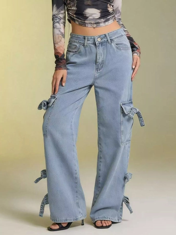 Bow Wide Leg Jeans - cas7m
