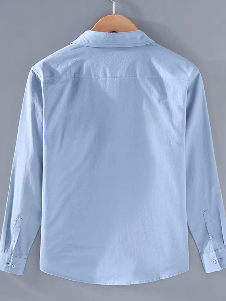 Men's Plus Size Button Up Long Sleeve Shirt - cas7m