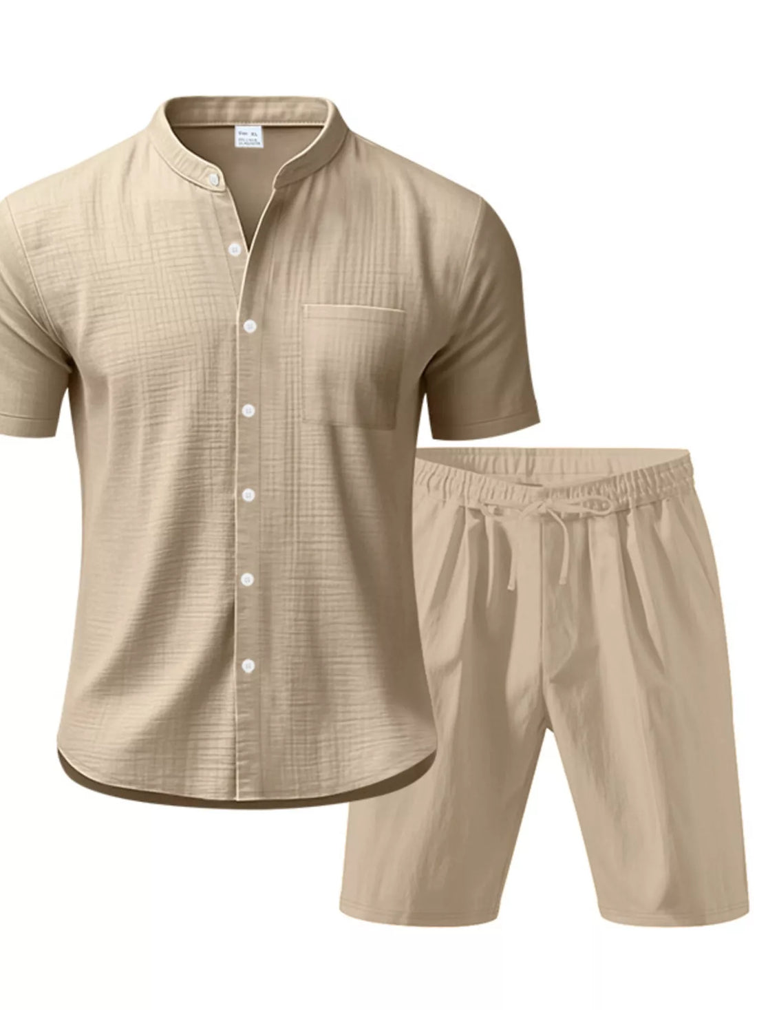Men's Full Size Casual Short Sleeve Shirt and Shorts Set Plus Size - cas7m