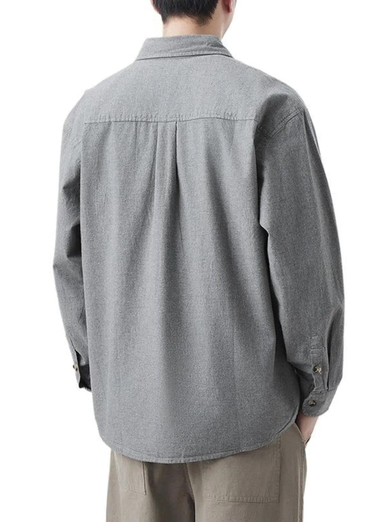 Men's Plus Size Button Up Long Sleeve Shirt - cas7m