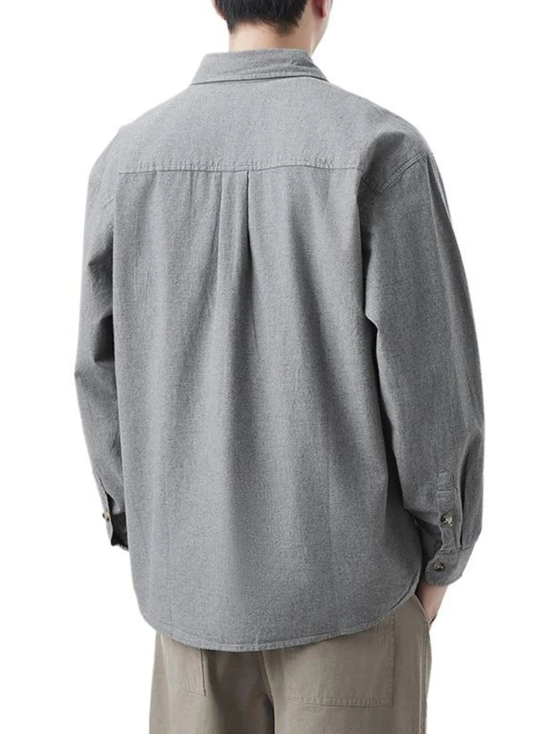Men's Plus Size Button Up Long Sleeve Shirt - cas7m
