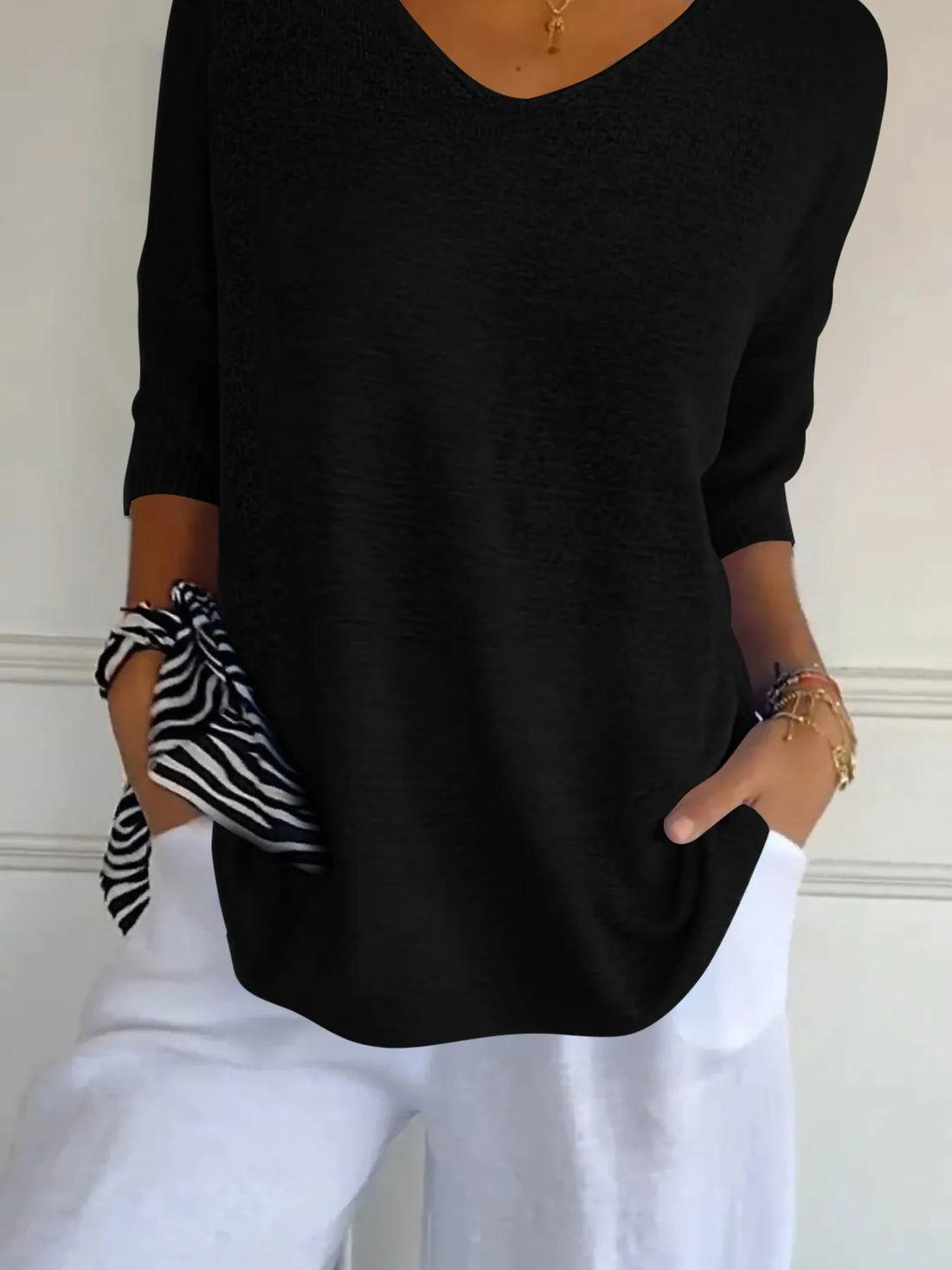 Full Size Relaxed Fit Ribbed Hem Sweater Plus Size - cas7m