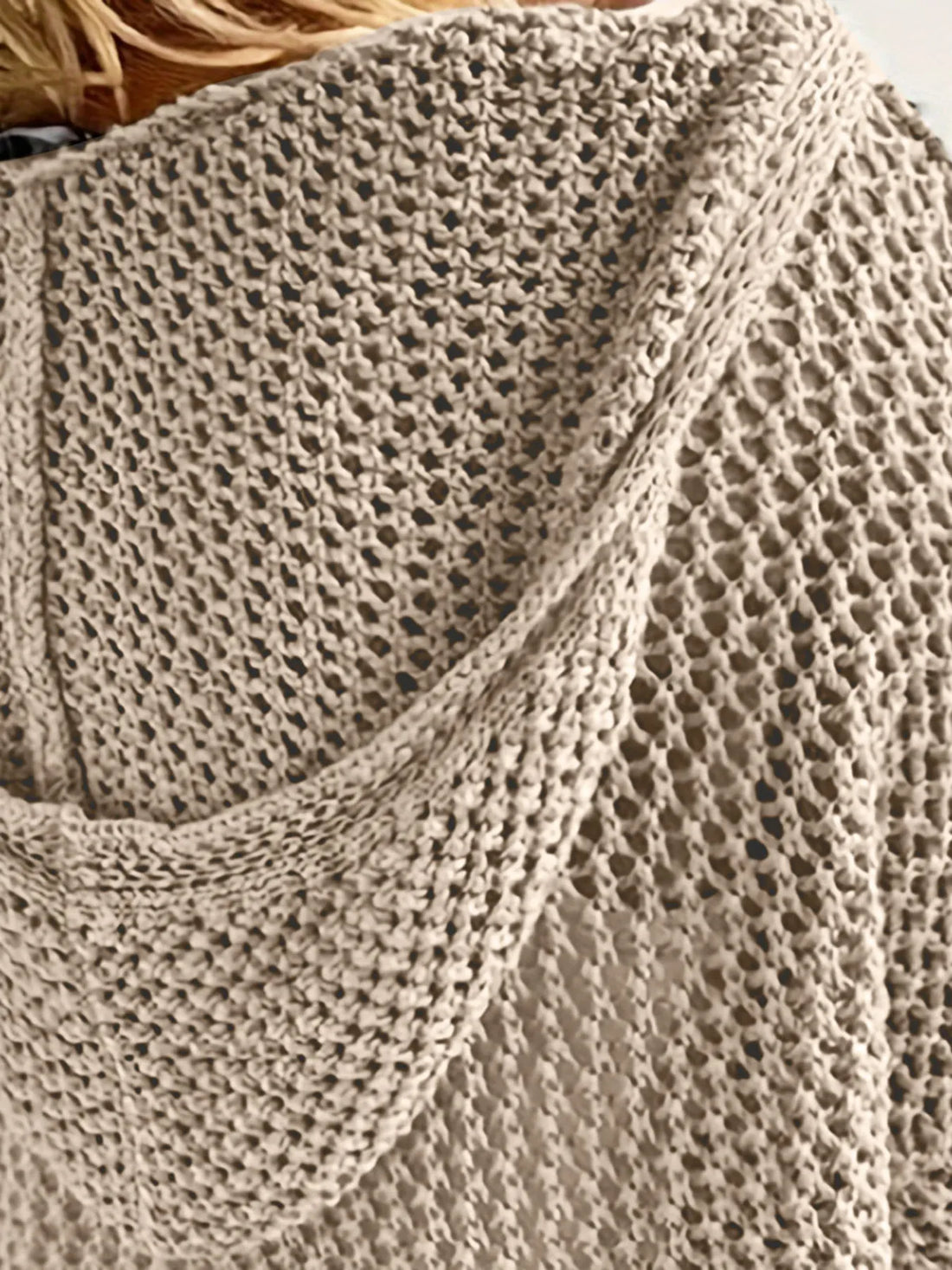 Openwork Long Sleeve Hooded Knit Cover Up - cas7m