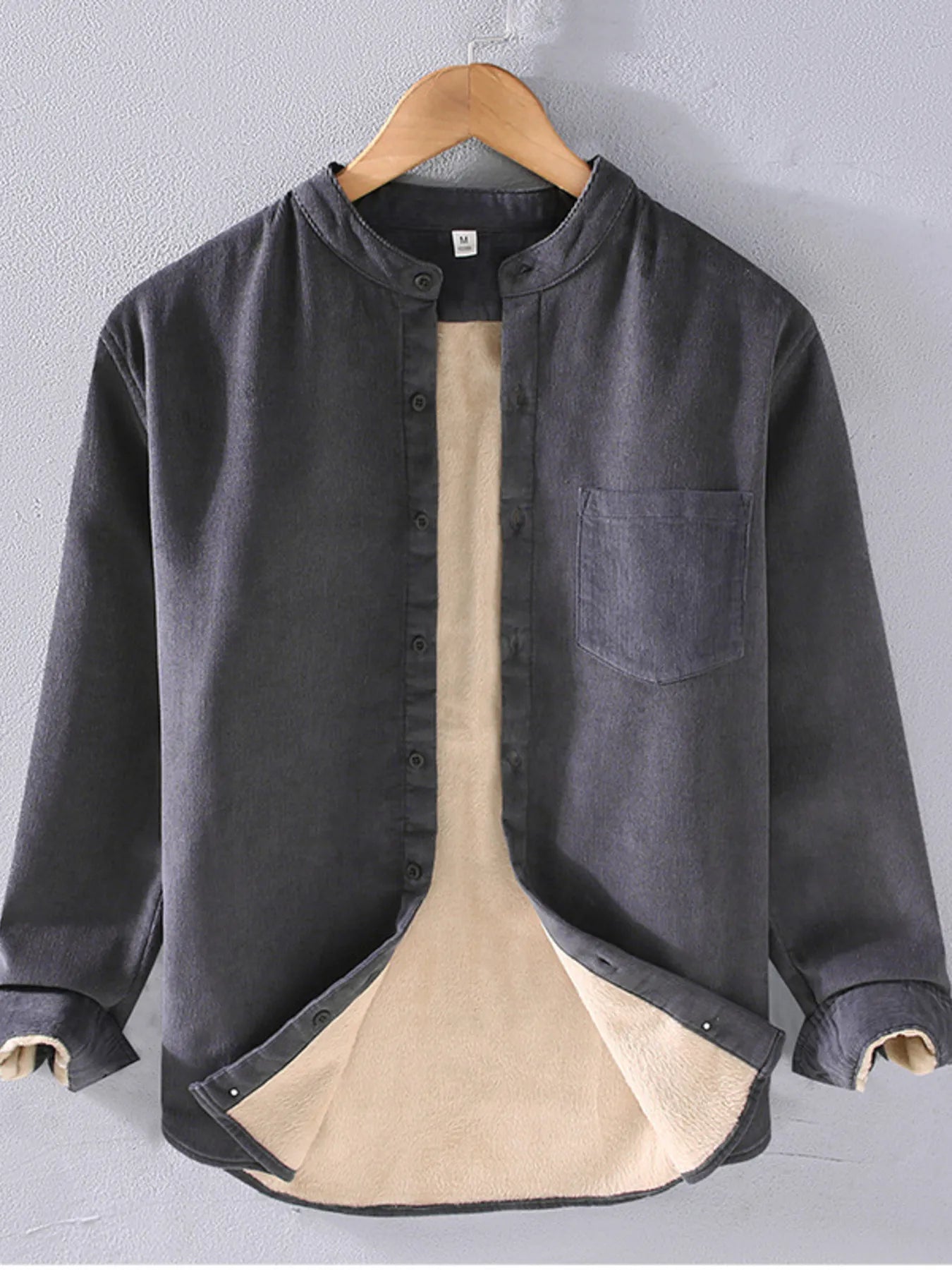 Men's Plus Size Button Up Long Sleeve Shirt - cas7m