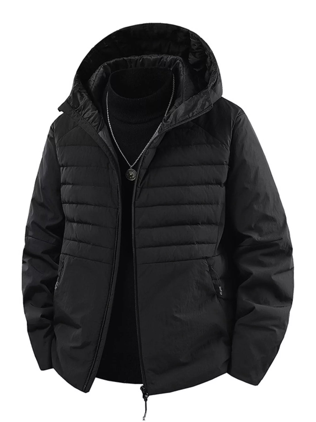 Men's Plus Size Lightweight Hooded Puffer Jacket - cas7m