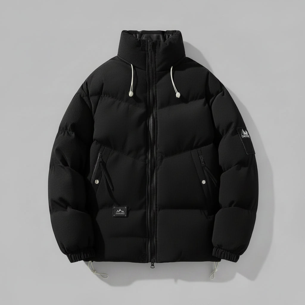 Men's Plus Size Zip Up Long Sleeve Puffer Jacket - cas7m
