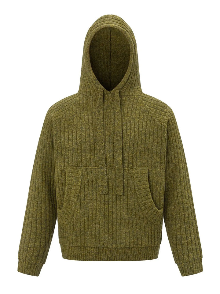 Men's Drawstring Ribbed Hooded Sweater - cas7m