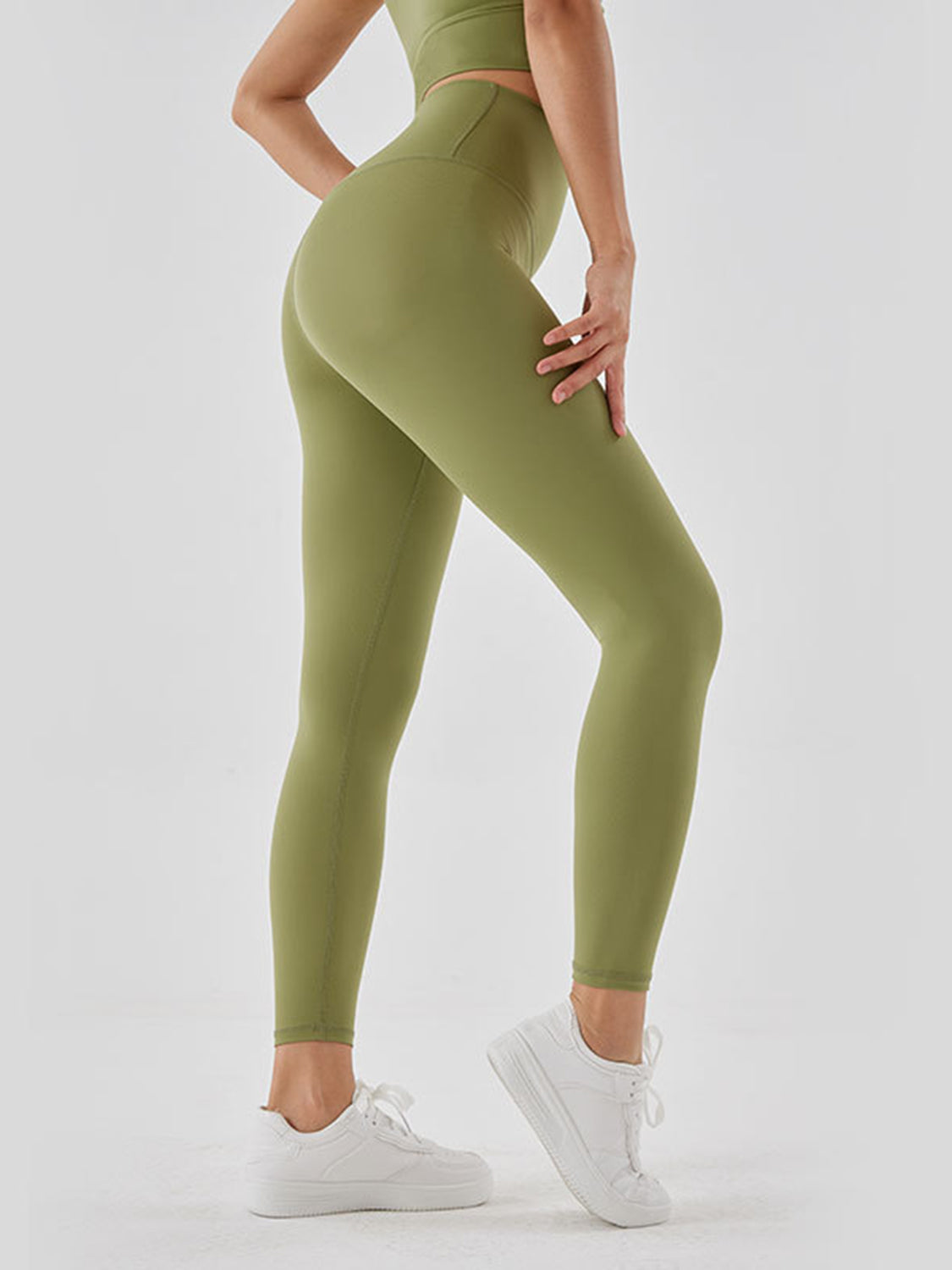 Wide Waistband Sports Leggings - cas7m