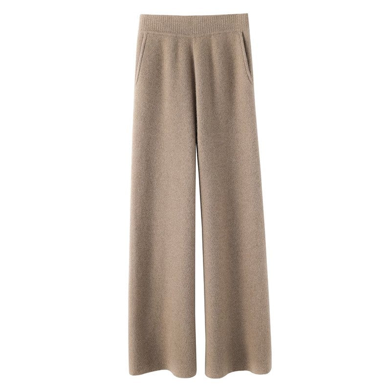 Women's Casual Wide-leg Wool Pants - cas7m