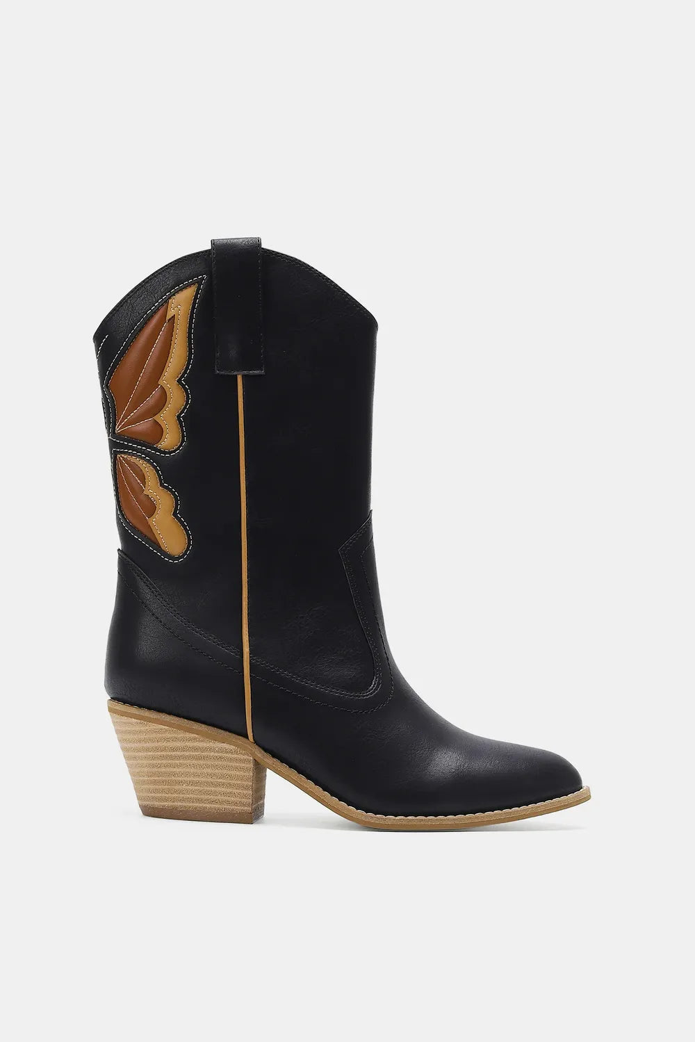 Beast Fashion Butterfly Cut Detail Point Toe Boots - cas7m