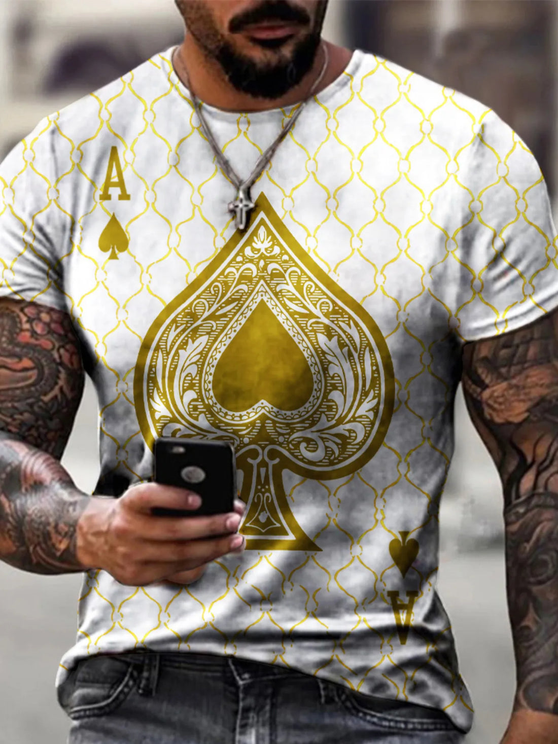 Men's Full Size Ace of Spades Graphic Print T-Shirt Plus Size - cas7m